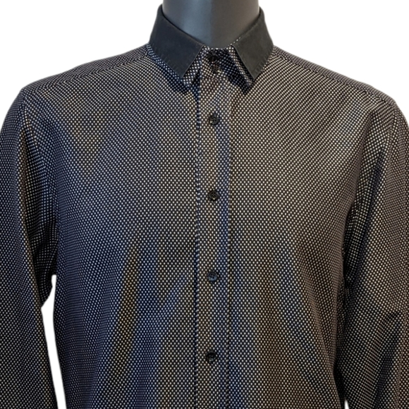 Dolce & Gabbana formal black polka dot slim fit button front shirt sz 17 - Picture 3 of 13